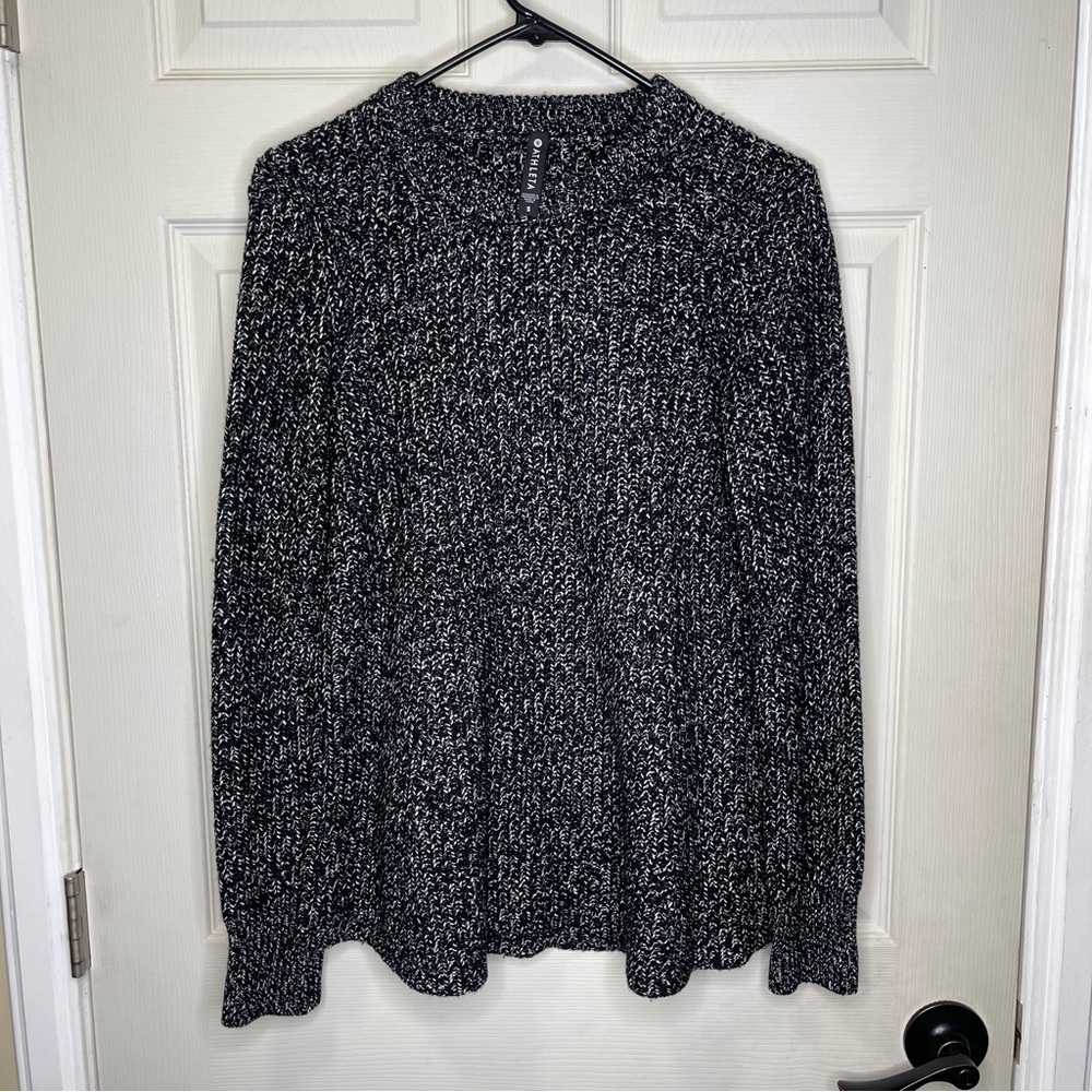 Athleta Sierra Crew Black Marl Wool Blend Sweater Sz S